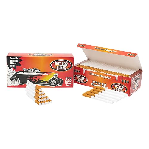 hot rod cigarette tubes manufacturer HotRod Menthol 100mm 400 Count 200 Tubes x 2 Boxes Empty Tubes with Filter 20mm Double Filter Smooth Draw, No Aftertaste USA Made Fits Most Hot Rod Tubes Regular King