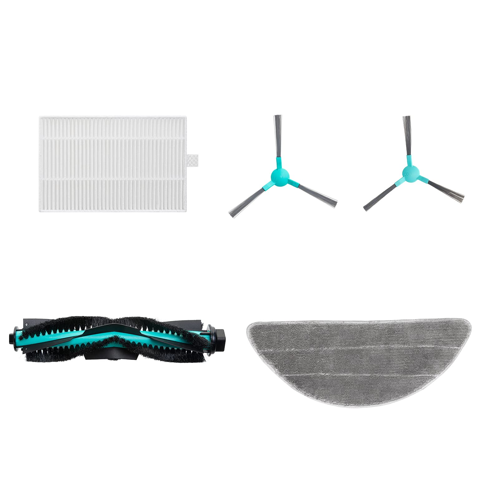 Deenkee DK650 Replacement Parts Set, Roller Brush + Side Brush + Mopping Cloth + HEPA Filter