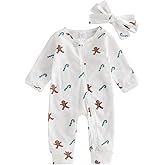 COORALLY Baby Girls Christmas Outfits Long Sleeve Ruffle Trim Jumpsuit Zipper Romper Bodysuit Fall Winter Clothes