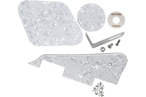 FLEOR 4Ply White Pearl Pickguard Back Plate Screws Set & Toggle Switch Plate(White) & Bracket Fit LP Style Guitar Pickguard Replacement