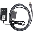 PARTSHE 2M RS232 Serial Cable & 5V 1A AC Adapter Power Supply for Motorola Symbol LS2208 LS4278 LS4208 Barcode Scanner