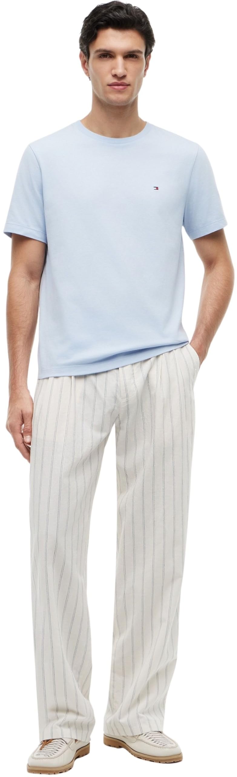Tommy Hilfiger Herren T-Shirt Kurzarm Seasonal Solid Tee mit Rundhalsausschnitt, Blau (Sky Blue), L 4