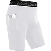 Roadbox Compression Shorts Men with Pocket, 1/2 Pack Quick Dry Spandex Running Athletic Workout Perfoemance Underwear