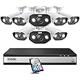 ZOSI 16CH 4K PoE Security Camera System with 2 Way Audio,H.265+ 8MP 16CH NVR with 4TB HDD for 24/7 Recording,8X 5MP PoE IP Cameras Indoor Outdoor with Person Vehicle Detection,Color Night Vision