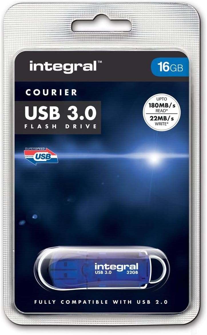 Integral Courier 16GB USB 3.0 Flash Drive SuperSpeed Data Transfer Storage
