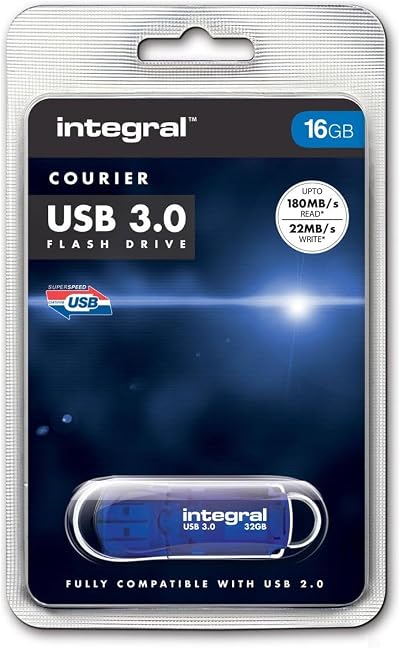 Integral Courier 16GB USB 3.0 Flash Drive SuperSpeed Data Transfer Storage
