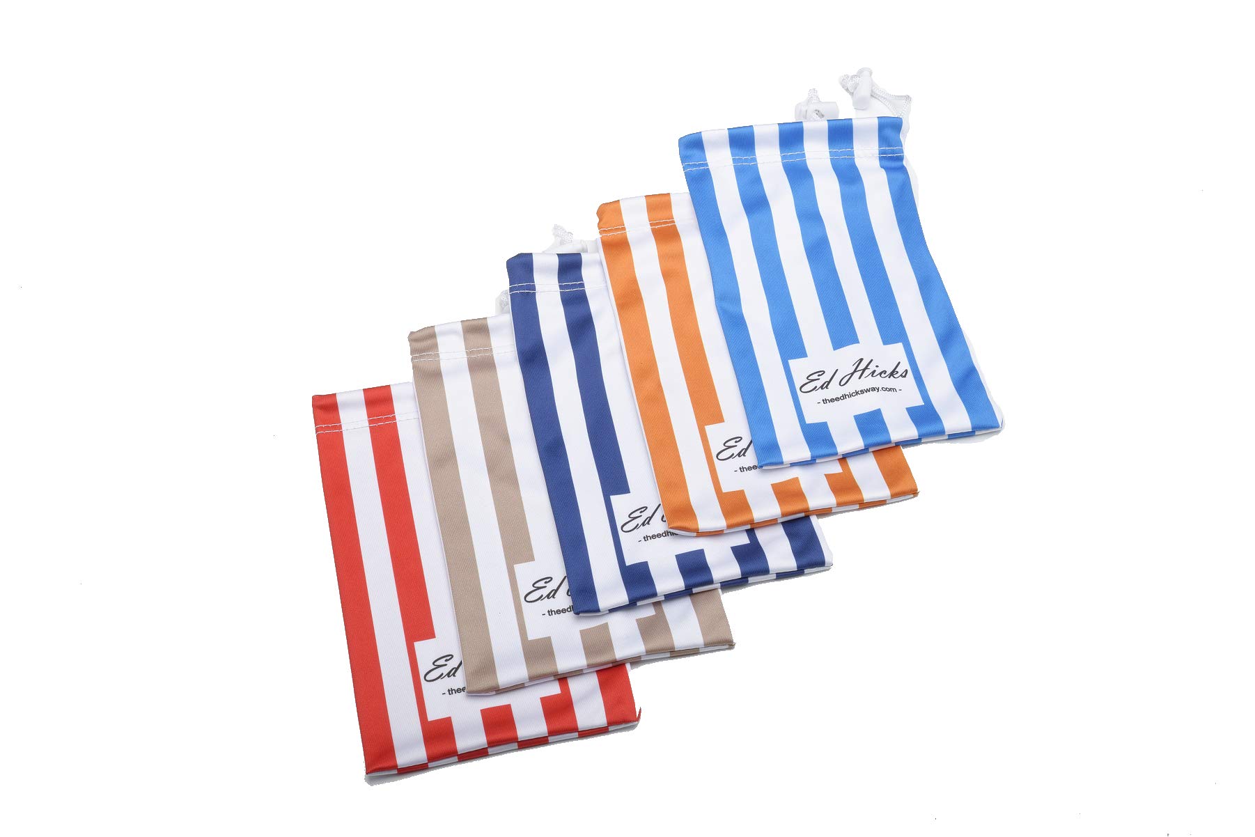 Ed Hicks Stylish Striped Soft Glasses Case for Men and Women, Sunglasses Case and Storage Pouch for Earphones, Cables, Coins etc — Mini Beach Bag — Premium Microfibre — 5 Pack of Multi Colours