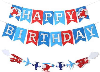 Airplane Aviator Themed Party Decorations Airplane Birthday Party Decorations With Happy Birthday Banner Plane Birthday Party Supplies For Boys Airplane Happy Birthday Banner Pennant Party Supplies Kolenik Banners