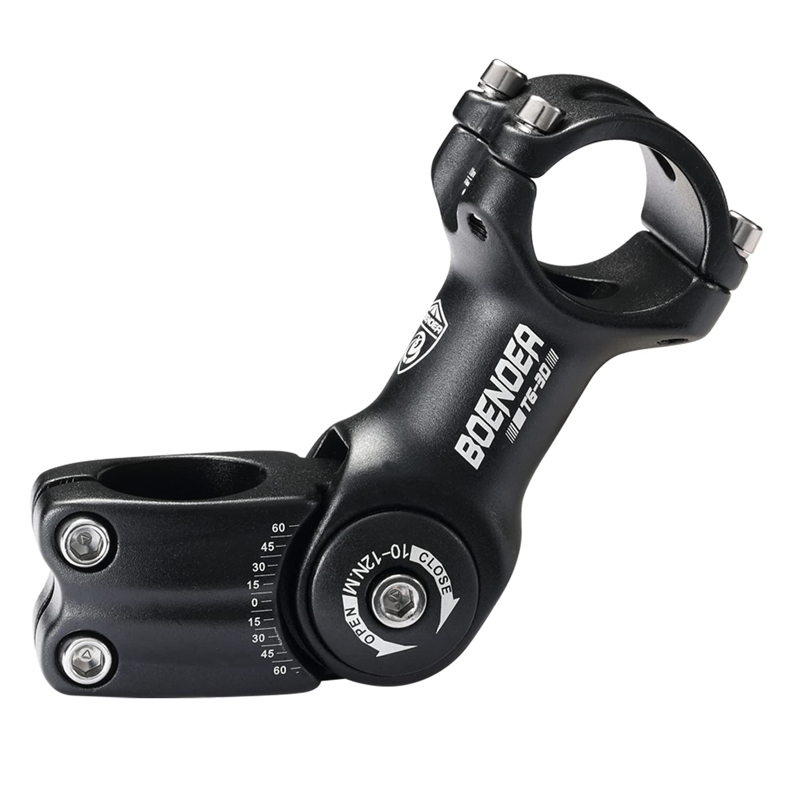 Boenoea 31.8 25.4 Bicycle Stem, 0~60 Degrees 90 mm 110 mm Adjustable Stem, Bicycle Handlebar Extender for Bicycle BMX MTB Road Bike