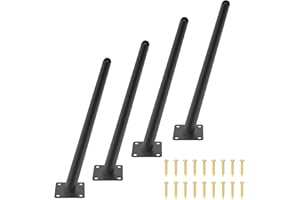 KARINA QURATZ Set of 4 Furniture Legs 14 Inch Modern Furniture Legs Mid Century Oblique Conical Metal Legs Metal High Tapered Slant Feet Sofa Replacement Legs for Desk, Cabinet, Table+Mounting Screws(Black)