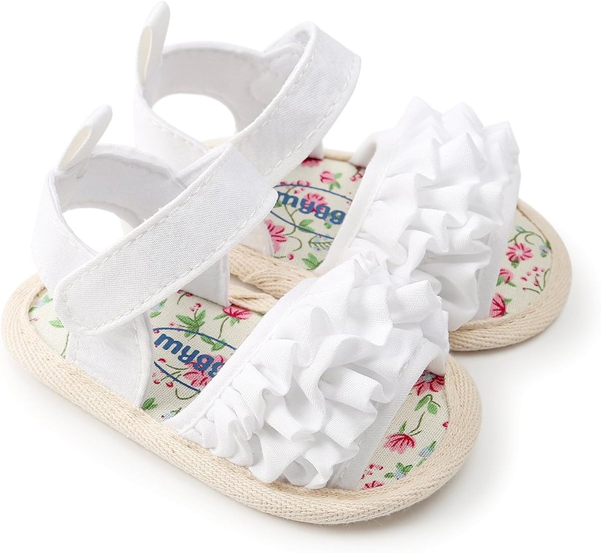  | Meckior Baby Toddler Infant Girls PU Leather Soft Closed Toe Summer Sandals Flower Princess Flat Shoes | Sandals