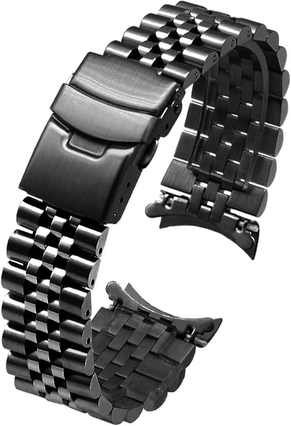 Amazon mm腕時計 ベルト ブラッシュド ポリッシュドメタルウォッチバンド 三次元ブラック時計バンドステンレス 交換 ブレスレット 女性用リストストラップ フォールドオーバーバックル 時計バンド 腕時計 通販
