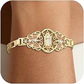 J&H DiaJuvelo Virgin Mary Bracelet for Women Catholic Trendy Cubic Zirconia Christian Dainty Charm Rhinestone Gold Jewelry Mujer Virgen de Guadalupe Pulseras Holy Gifts