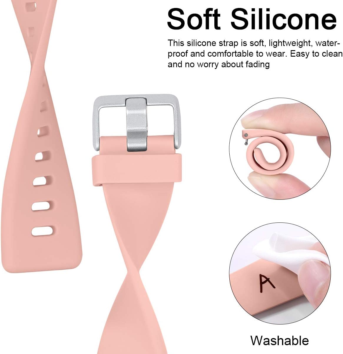 Ouwegaga Pack 4 Silicone Sport Replacement Strap Compatible with Fitbit Versa Strap/Fitbit Versa Lite Strap/Fitbit Versa 2 Strap - Image 5
