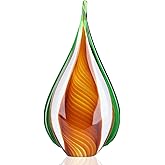 DOVDOV Blown Glass Sculpture, Green and Brown Glass Art Collectible Statue, Unique Teardrop Ornament, Suitable for Office, Bookshelf, Dressing Table, Living Room Coffee Table, or Mantelpiece Display.