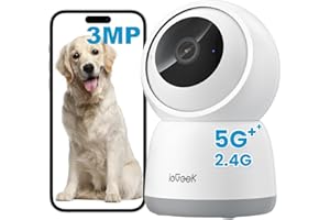 ieGeek 2K Indoor Security Camera, 5G&2.4G WiFi Camera Surveillance Interieur, 360° PTZ & Auto Tracking for Baby, Pet Camera w