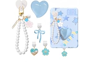 6PCS Charms Set Compatible with Kindle, Accessories Including Dust Plug Charm Type C/USB C, Charm Chain with Hook, Heart Grip