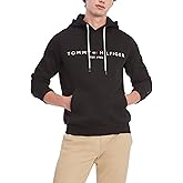 Tommy Hilfiger mens Medium Weight Fleece Hoodie Sweatshirt With Embroidered Logo, Also Available in Big & Tall