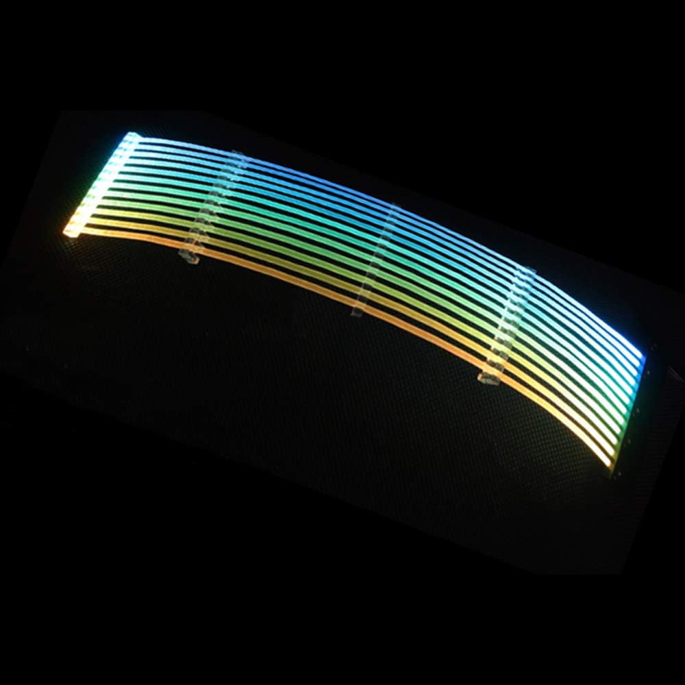 Bykski Strimer RGB PSU Cable for 24Pin to Motherboard or 8+8Pin GPU/Transfer Cable Rainbow Neon Lights 1.5cm Optic Fiber/Power Dual Layer Power Supply Cable (Motherboard STRIMER 24Pin)