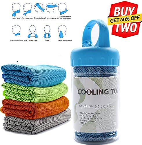 SIMCAST 40"x12" Sports Cooling Relief Microfiber Towel for Golf Workout Swimming Gym Yoga Travel Camping Fitness (Orange)