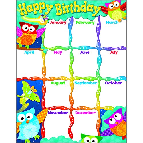 Trend Enterprises Happy Birthday (Owl-Stars!) Learning Chart (T-38452) 11 61Z9Ka3EuNL