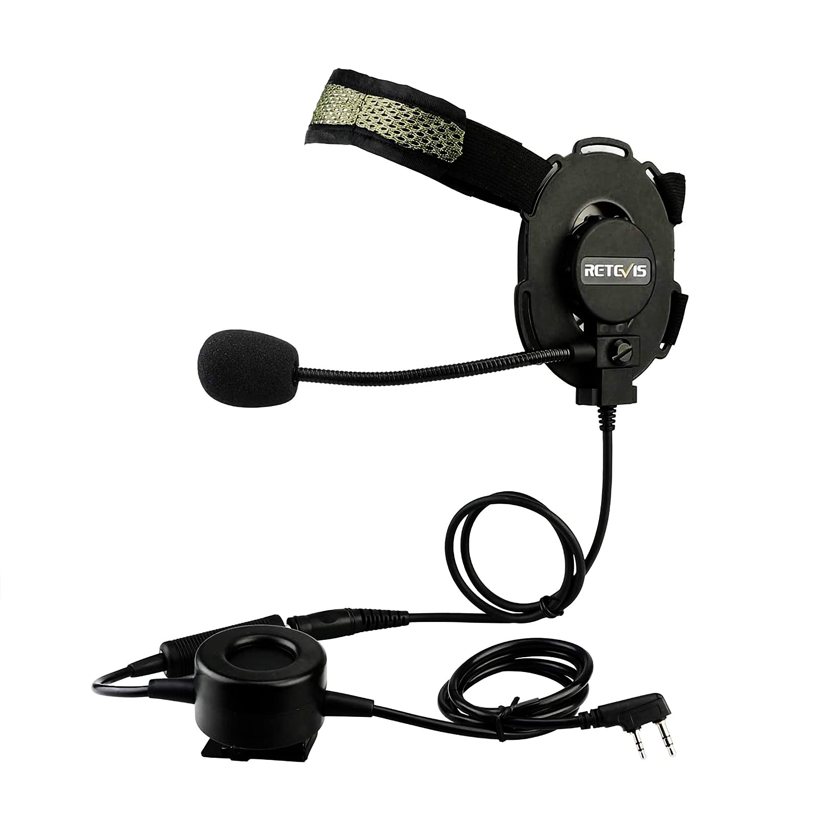 Retevis EH060K Tactical Two Way Radio Headset 2 Pin Headset Compatible with 2 Way Radio RT24 RT27 RT668 RT5R eSynic Baofeng UV-5R Kenwood Walkie talkie Earpiece with Waterproof PTT (1Pcs)