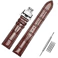 Moran Genuine Leather Band Alligator and Cowhide Replacement Deployment Buckle Watch strap18mm to 24mm Crocodile Leather Strap for Men's and Women's