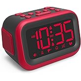 Acedeck Super Loud Alarm Clock: 115dB Wake-Up Power | Dual Alarms and 6 Alarm Sounds for Heavy Sleepers Adults and Shift Workers - Bedroom and Daily Wake-Up Use (Red Digits)