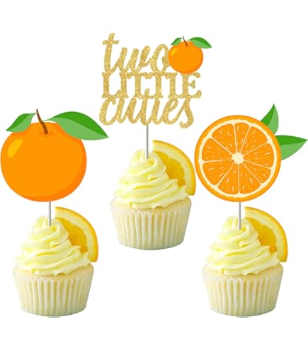 Twin Little Cutie Baby Shower Decorations Kit - Orange & Green Theme With Balloons & Banner