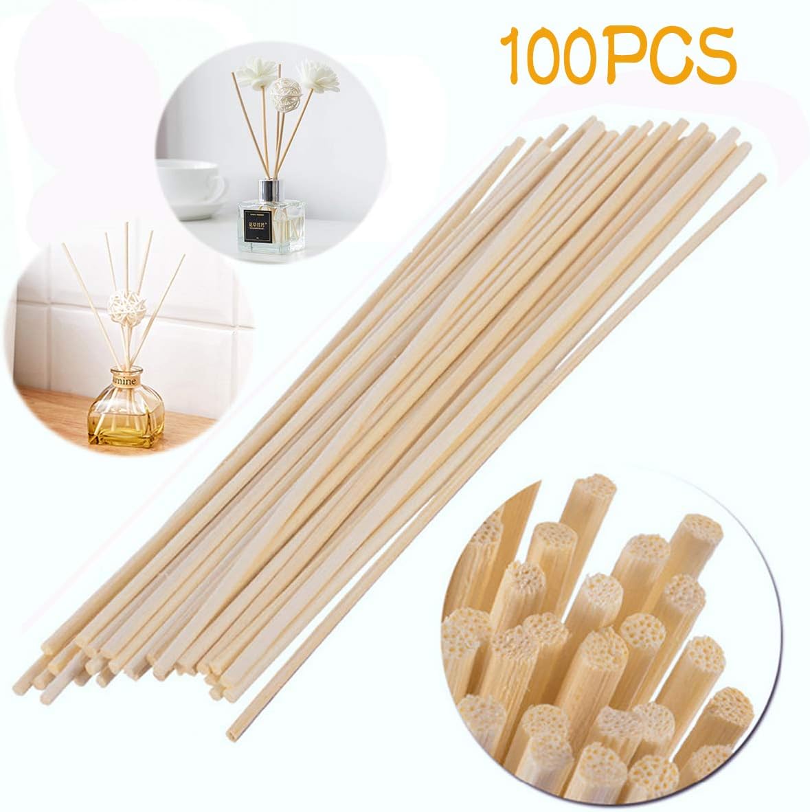 iSuperb 100 Pack Wood Rattan Reed Diffuser Sticks Reeds Sticks Safe