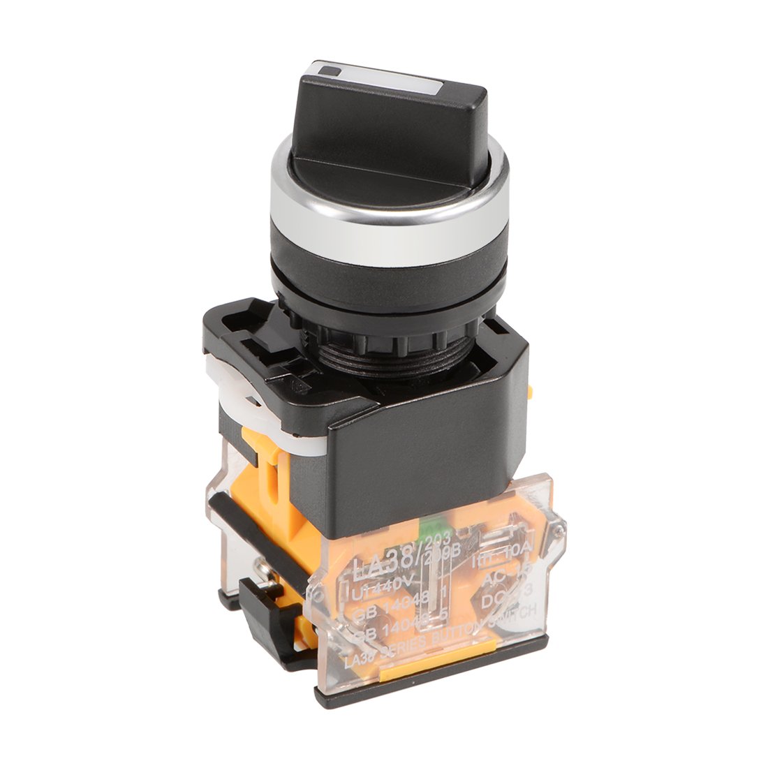 sourcing map 10pcs Latching Lock 2 Positions Quick Install Durable Maintained Rotary Selector Select Switch DPST 10A 22mm Mounting Hole Dia