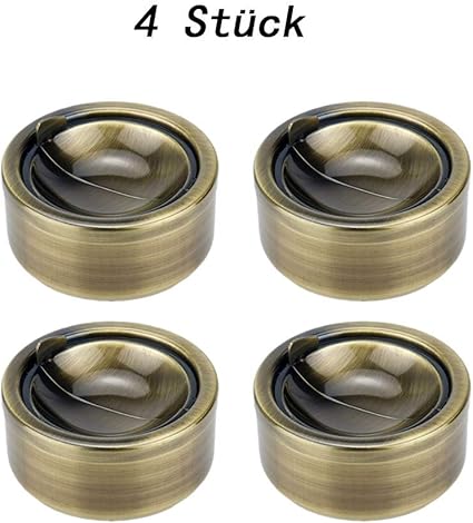Aschenbecher Edelstahl Mit Deckel Windaschenbecher Fur Draussen Und Drinnen Gross Metall Tisch Ascher Fur Garten Terrasse Balkon Farbe Kupfer 4stuck Amazon De Sport Freizeit