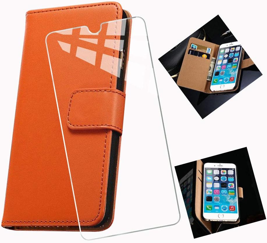 KJYF Wallet Case + Tempered Glass Screen Protector for Nokia 2.3 (6.20"), Flip Shell PU Leather Phone Cover Protective Compatible with for Nokia 2.3 (6.20").