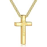 P. BLAKE Football Cross Necklace for Boys Kids Men, Stainless Steel Cross Pendant Chain 16/18/20/22/24 Inches Football Accessories Easter Religious Christian Sports Jewelry Gifts