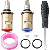 GLOXTED 1-099XKJKABNF & 1-100XKJKABNF 1/4-Turn Cold & Hot Ceramic Faucet Cartridge Kit, Brass Construction Short Stem
