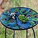 Evergreen Garden Outdoor-Safe Round Peacock Glass Metal Side Table - 12