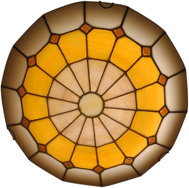 OMGPFR Bedroom Mediterranean LED Tiffany Ceiling Lights Creative Living Room Glass Shade Chandelier Corridor, Balcony Decoration Lighting Lamps,30CM