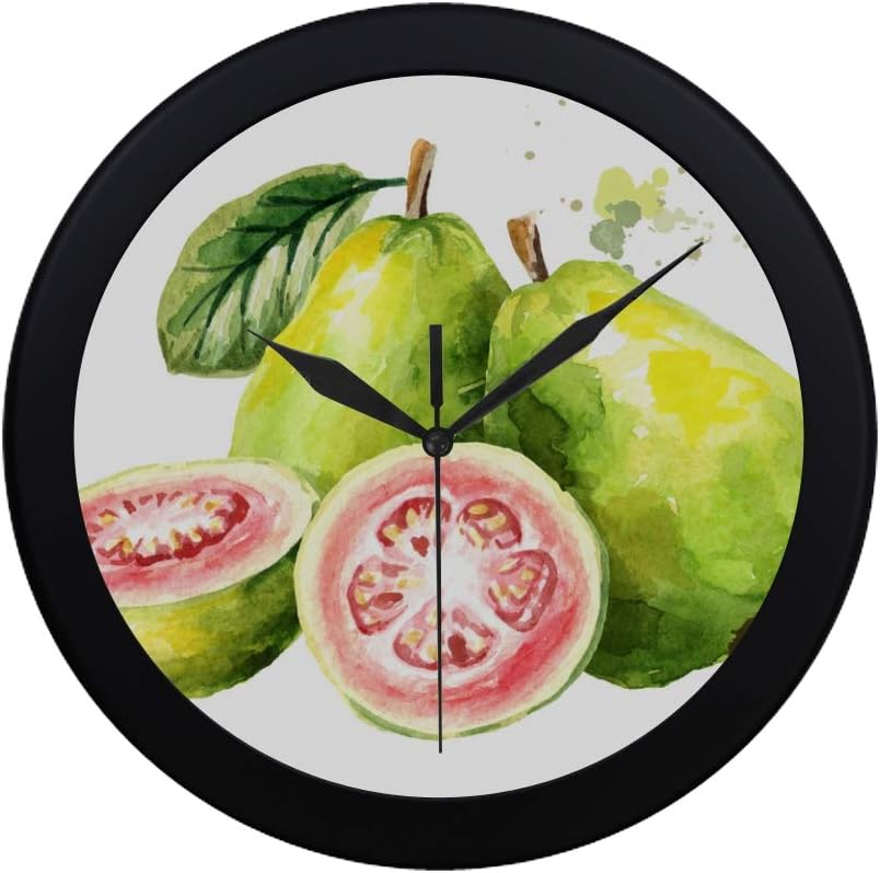 Chawzie Modern Simple Tropical Fruit Guava Wall Clock Indoor Movement Wall Clcok for Office,Bathroom,livingroom Decorative 9.65 Inch