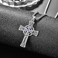 ADMETUS June Birthstone Cross Necklace Sterling