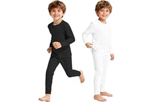 American Trends 2 Set Thermal Underwear Set for Kids - Boys & Girls Base Layer Set Winter Warm Loungewear Pajamas for Cold
