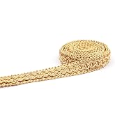 PH PandaHall 20 Yards Polyester Picot Lace Ribbon 1/4 Inch Golden Gimp Braid Trim Gold Trim Polyester Woven Fabric Trim Lace Trim For Sewing Costume Upholstery Curtain Wedding Dress Decoration