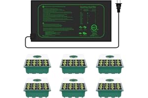 GYTF Seedling Starter Trays with Heating Mat, 6 Pack 72-Cell Plant Starting Kit with Humidity Dome for Small Mini Greenhouse Germination Seeds Growing Starting