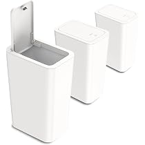 10 Liter Slim Trash Can With Lid & Inner Bucket - Press-Top, Wheels, For Bathroom, Kitchen, Office (White) - View #11