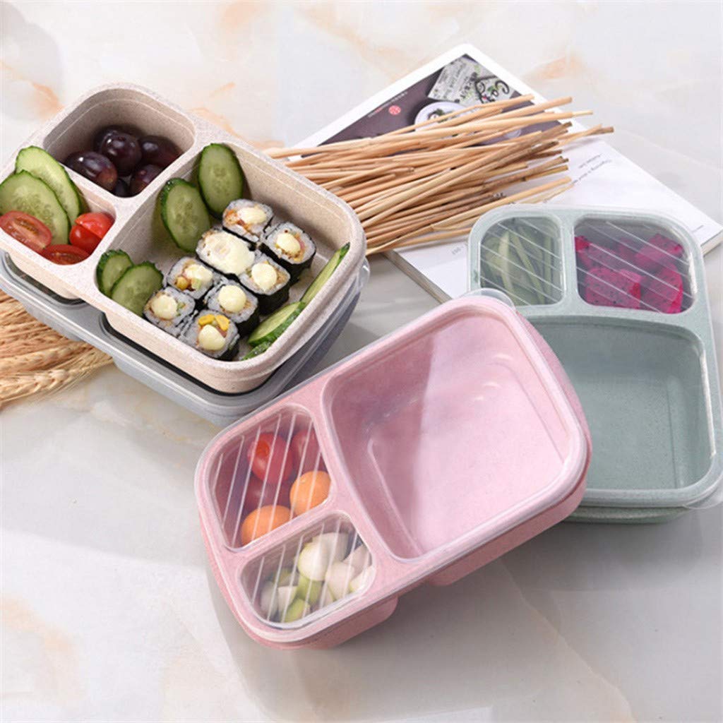 Sendke Bento Boxes for Adults, Bento Lunch Box Meal Prep Containers Reusable 3-Compartment Plastic Divided Food Storage Containers Food Prep Containers Boxes Food-Safe Materials