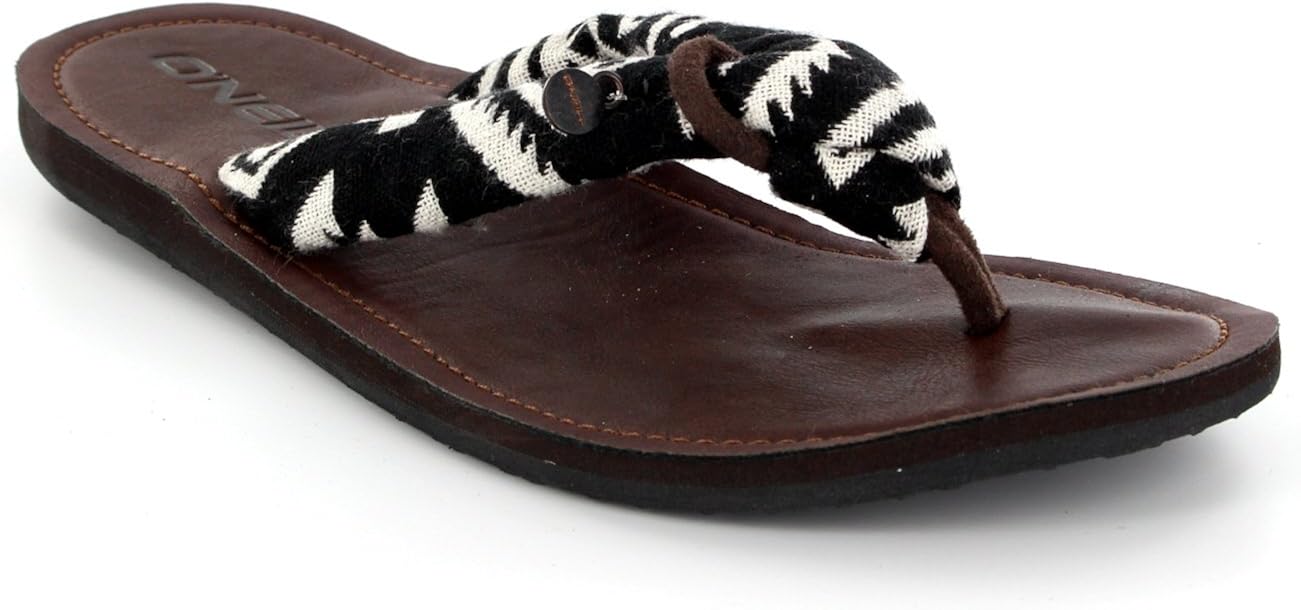 Amazon.com | Womens OâNeill Chloe Cotton Toe Post Flip Flop Vacation Summer Sandal - Black - 10 