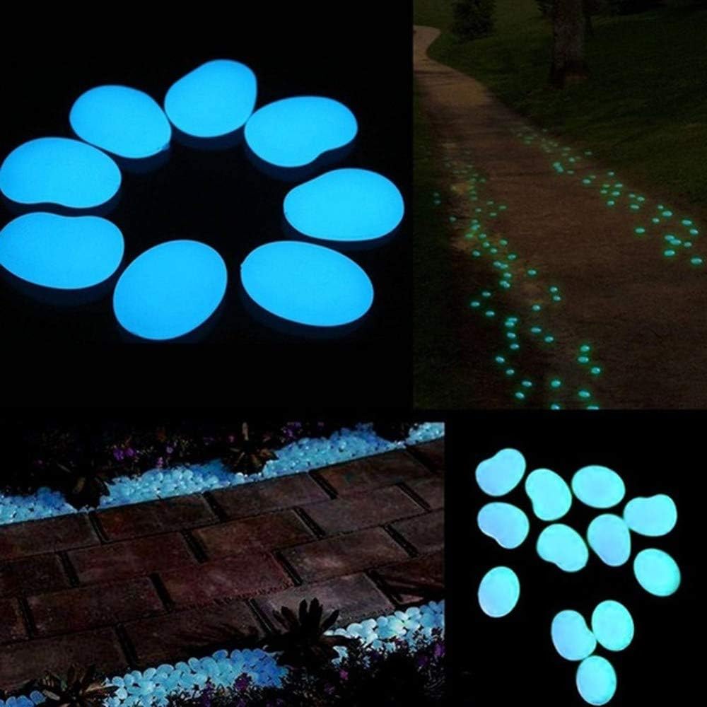 WenErJie Glow in The Dark Rocks, 200PCS Fairy Garden Decorations Stones, Outdoor Decor for Patio Stepping Stone Kit, Pebbles for Plants/Yard/Backyard/Fish Tank/Pool Stuff, Blue : Garden & Outdoor