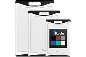 Cutting Boards for Kitchen, Extra Large Plastic Cutting Board Dishwasher Chopping Board Set of 3 with Juice Grooves, Easy Grip Handle, Black, Kikcoin