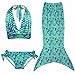 Newland Girl's 3pcs Mermaid Sea-Maid Tankini Marmaid Swimwear Bikini Green 140
