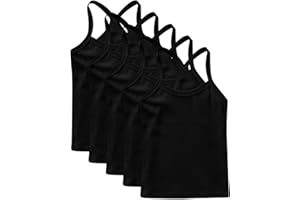 5 Pack Teen Girls Camisole Tank Tops Kids Cotton Comfort Spaghetti Strap Sleeveless Shirt Basic Summer Slim Fit