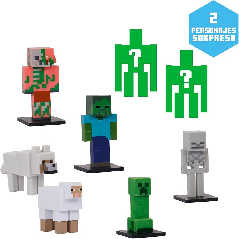 Minecraft Toppez Edición Especial Pack 8 Figuras Stdo.2,muñecos 5 cm con 2 Figuras Sorpresa,Producto Oficial,16 Modelos para coleccionar,para Fans y niños Desde 8 años (64110034-2)